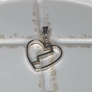 Sterling Silver Open Heart Pendant 925 JUV